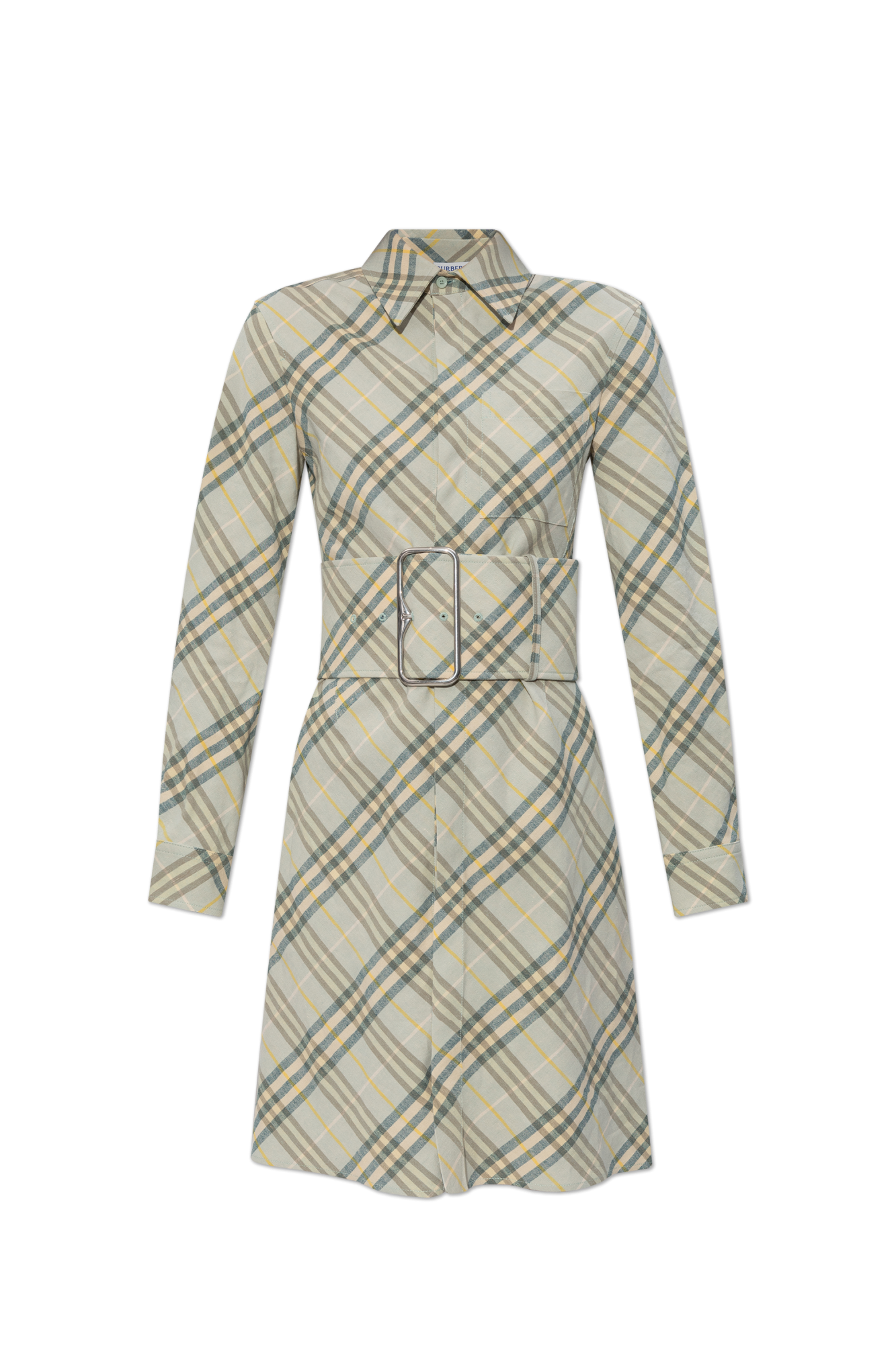 Green Linen dress with wide belt Burberry - Vitkac AS